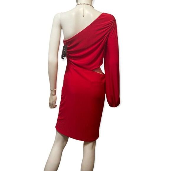 Saints 21 Women's Red One Shoulder Cut Out Side Body Mini Dress Size Lar… - Picture 3 of 13